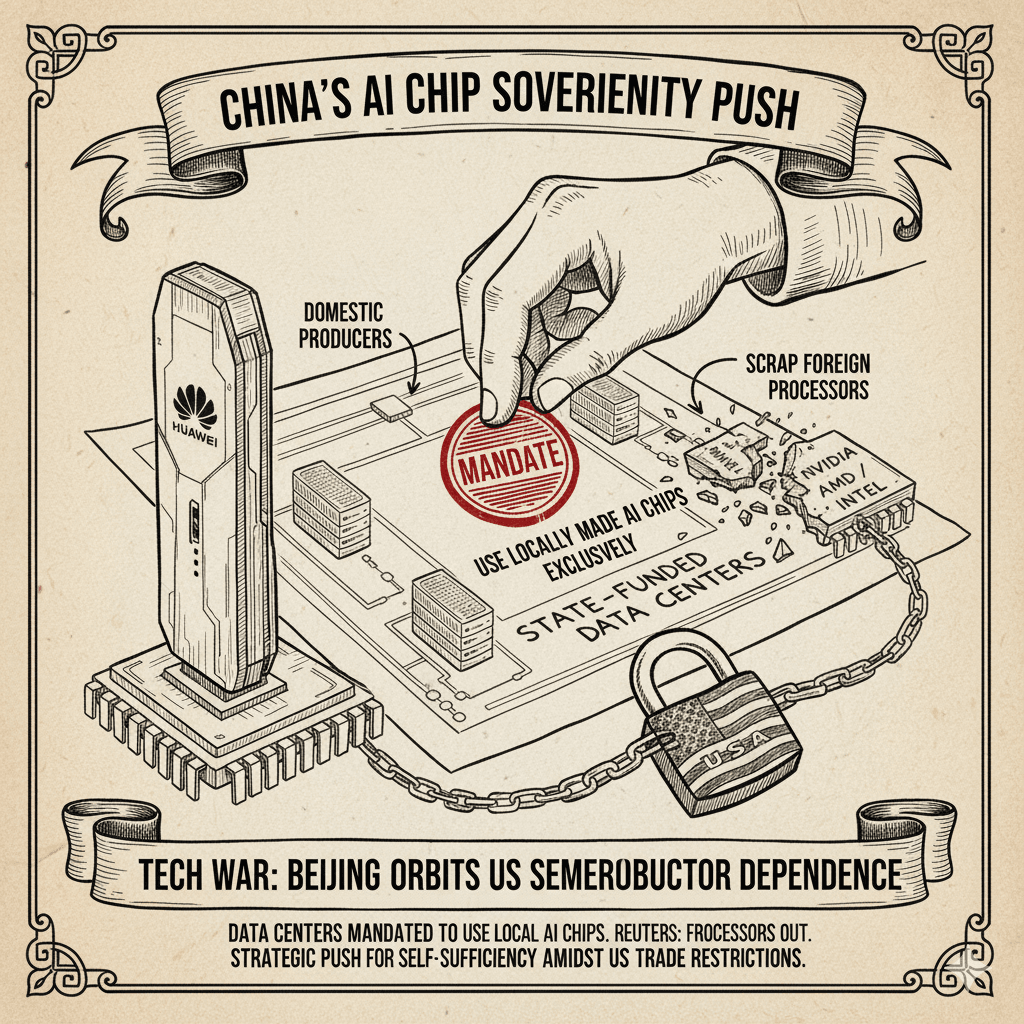 China AI chips domestic processors ban in state-funded data centers