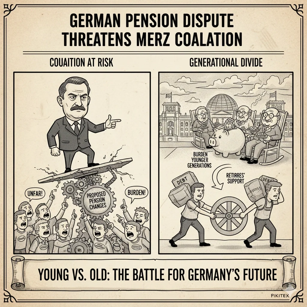 German parliament debating pension reform amid coalition tensions in 2025.