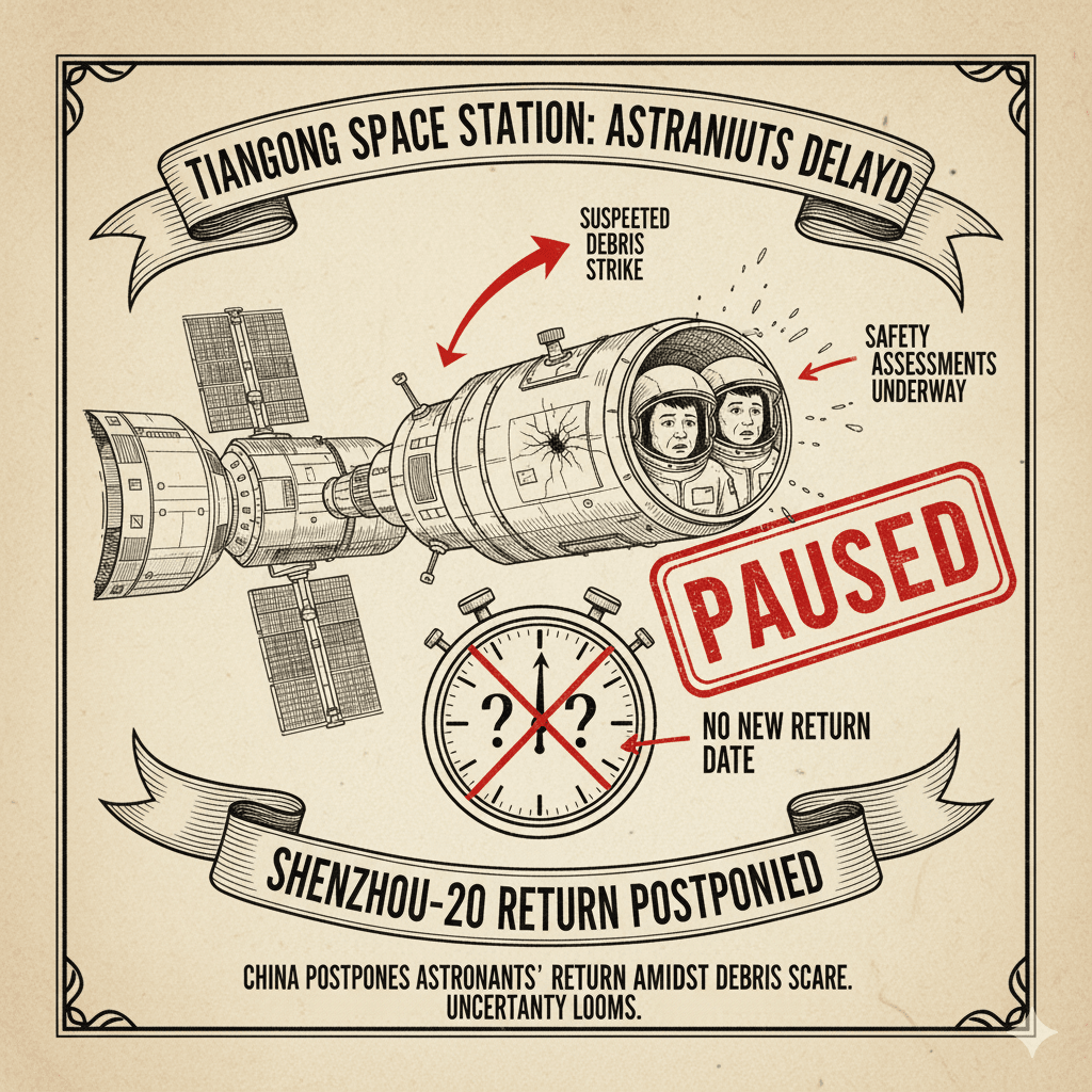 Shenzhou-20 spacecraft delay after debris impact near Tiangong station