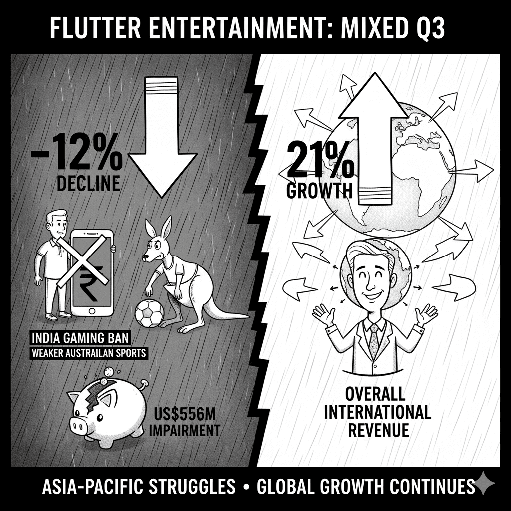 Flutter Entertainment reports APAC revenue drop after India gaming ban and Australian sports downturn