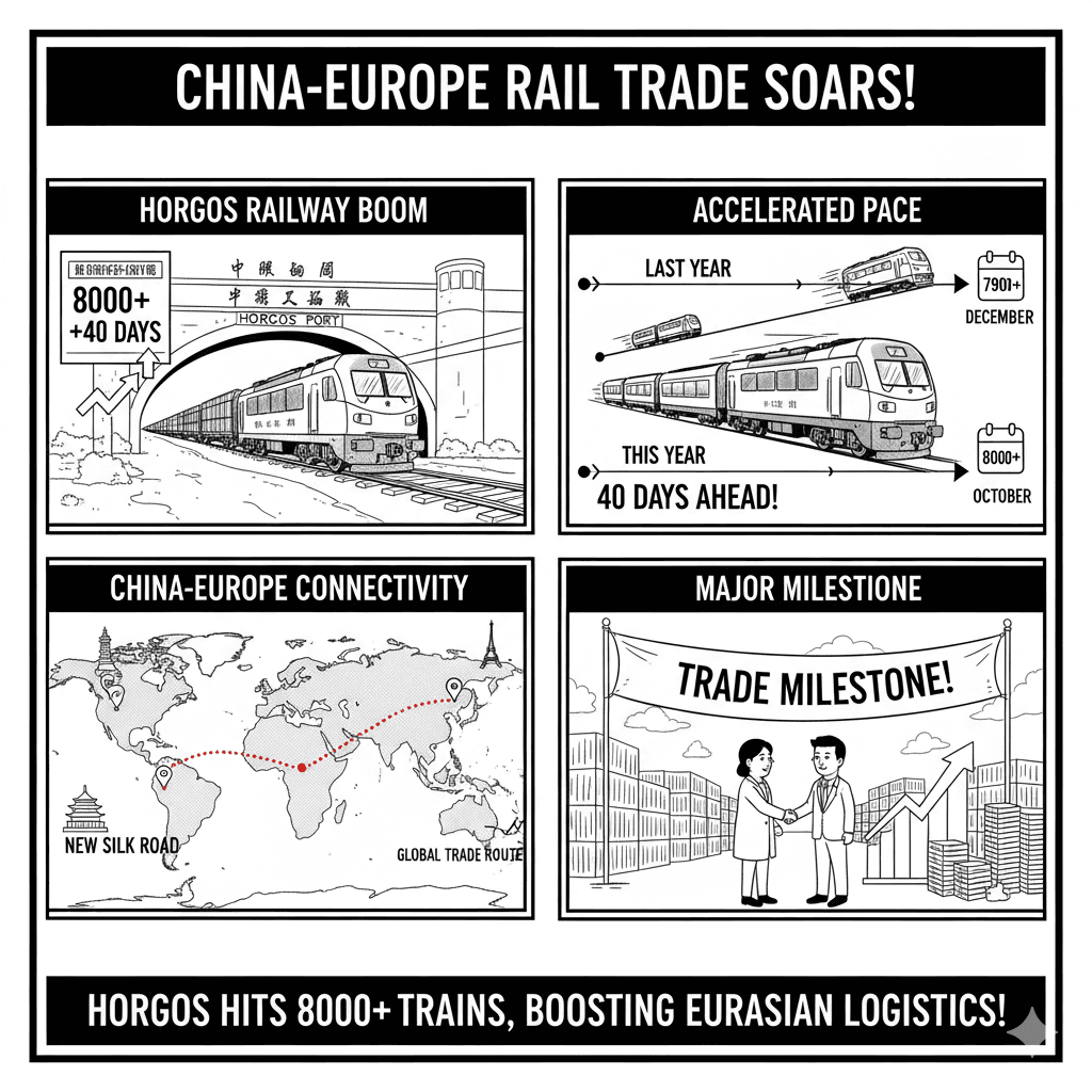 China-Europe Freight Trains via Horgos Port Surpass 8,000 in 2025 | Record Eurasian Trade Growth