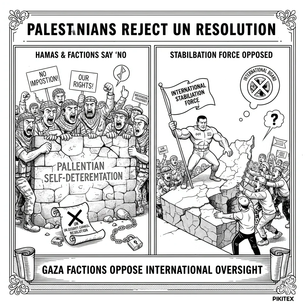 Hamas Gaza UN resolution rejected as Palestinian factions oppose international stabilisation plan.