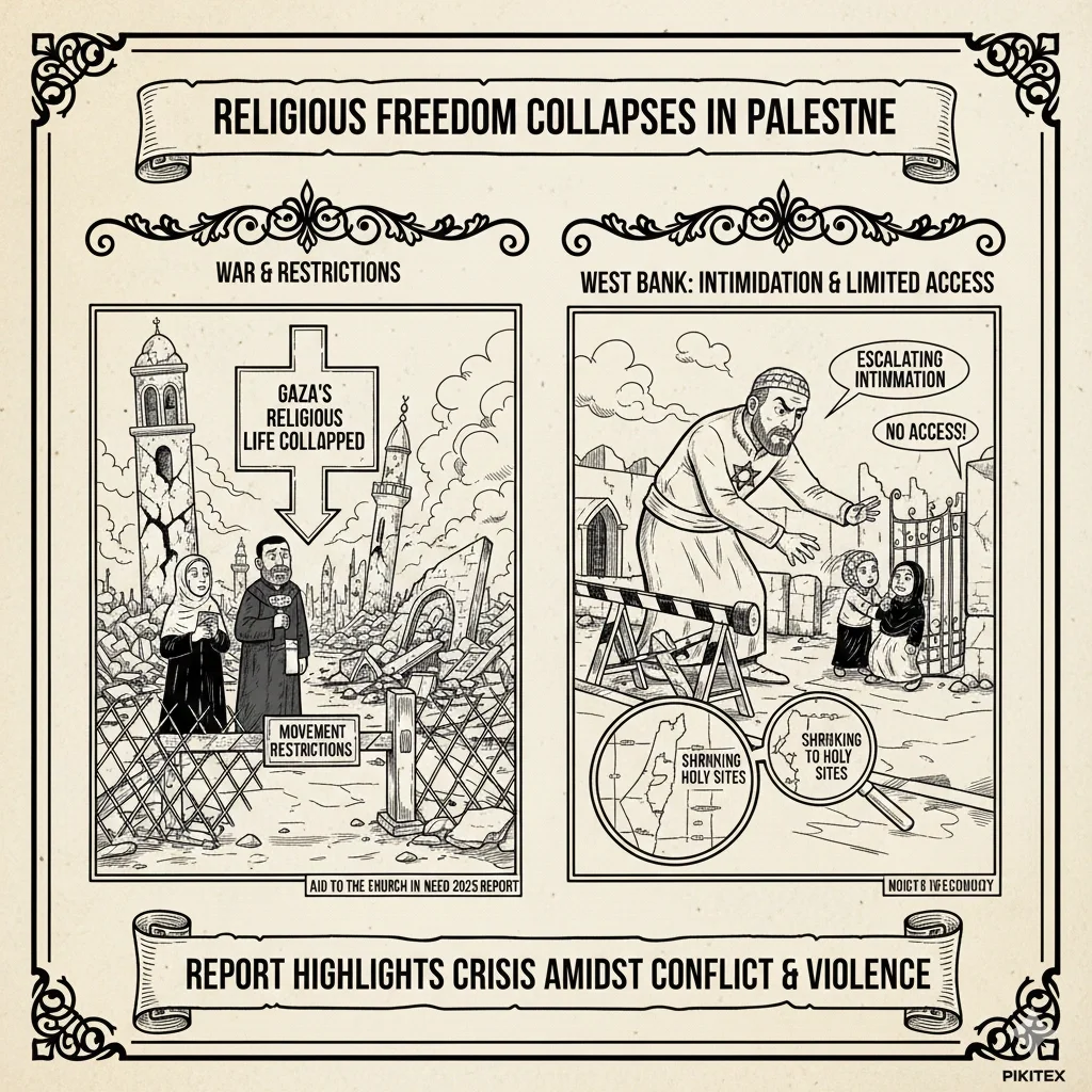 Damaged mosque in Gaza as war and restrictions impact religious freedom in Palestine, November 2025.