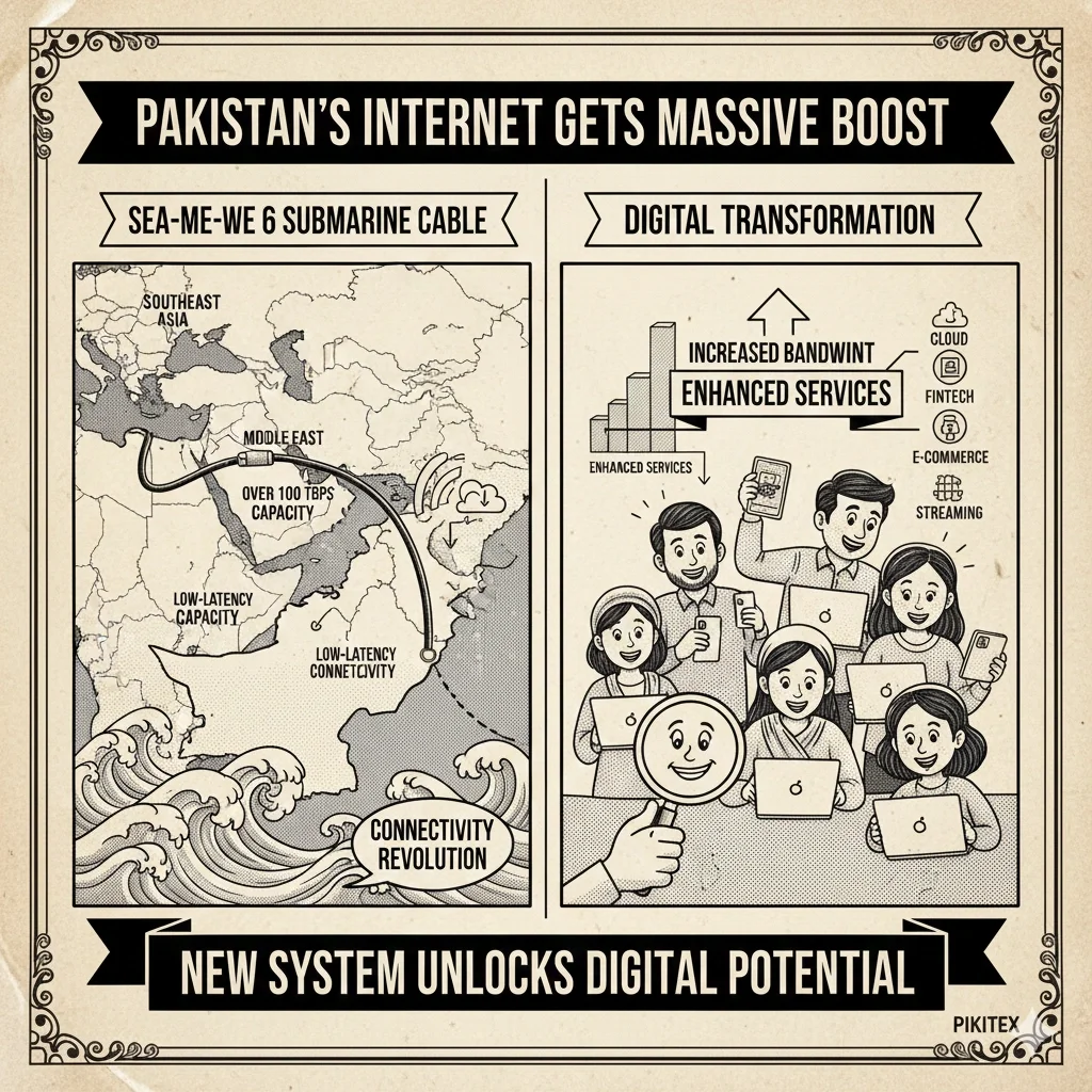 SEA-ME-WE 6 submarine cable map enhancing Pakistan’s internet capacity