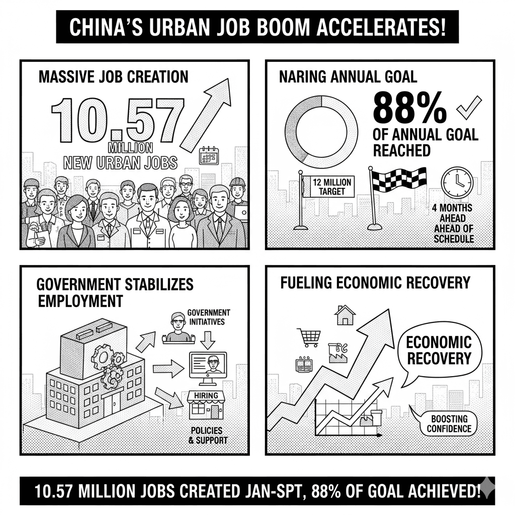 China Creates 10.57 Million Urban Jobs in First Nine Months of 2025 | Employment Growth Boosts Recovery