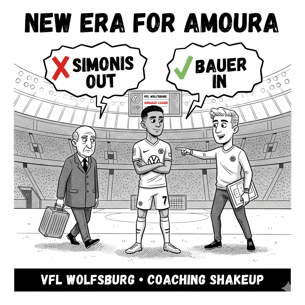 Mohamed Amoura celebrating a goal for VfL Wolfsburg