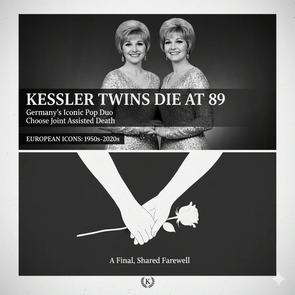 Alice and Ellen Kessler performing on stage in their iconic 1960s costumes.