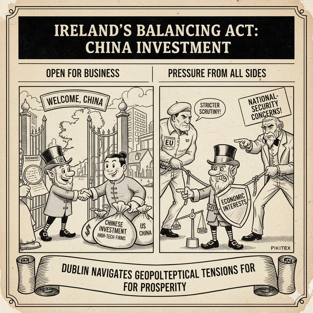 Chinese investment in Ireland: Dublin business district with foreign companies operating.