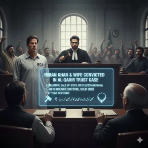 Ex-PM Imran Khan and Bushra Bibi sentenced 17 years in state gifts corruption case, triggering political uproar and judicial bias claims in Pakistan.