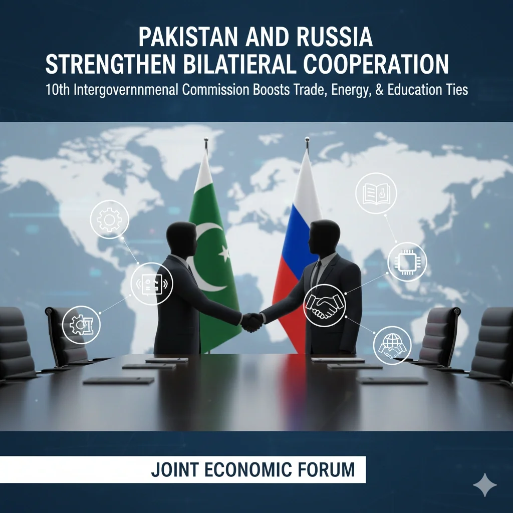 Officials from Pakistan and Russia signing agreements at the 10th Intergovernmental Commission in Islamabad