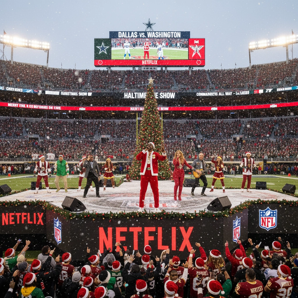 Snoop Dogg NFL Christmas Halftime headlines on Netflix with George Clinton, Andrea Bocelli & more. Watch the 2025 star-studded festive show now!