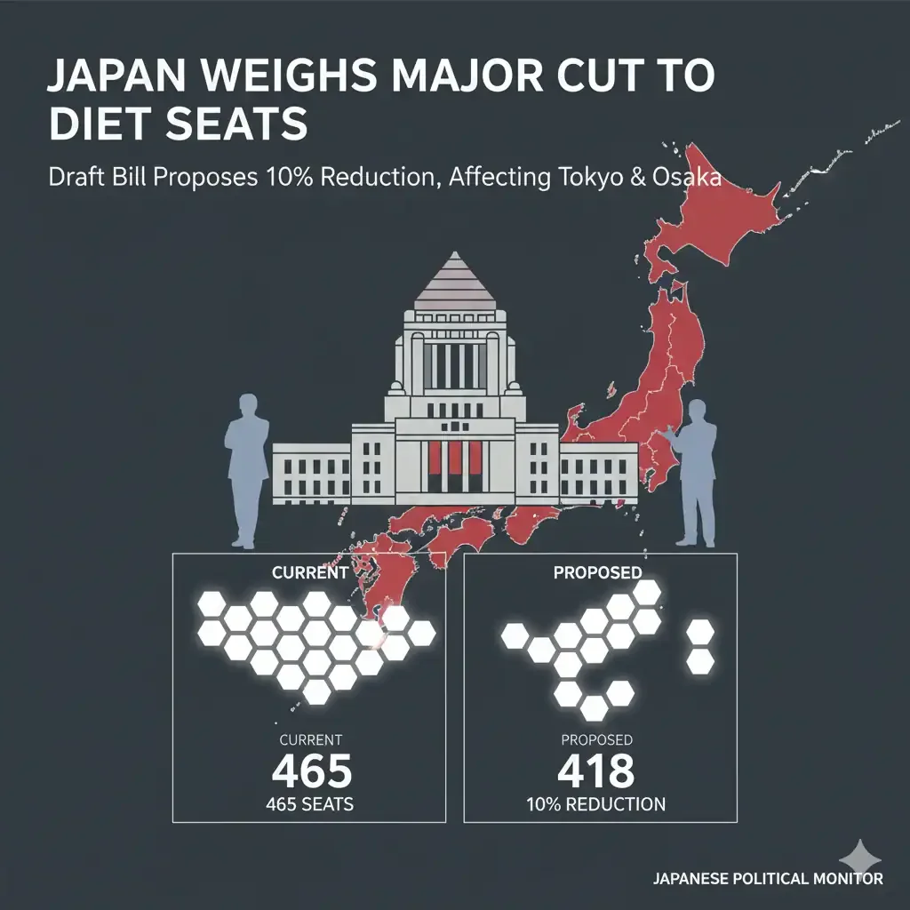 Japan Lower House seat reduction plan could cut 10% of seats, impacting Tokyo, Osaka, and 18 other prefectures while addressing demographic shifts.
