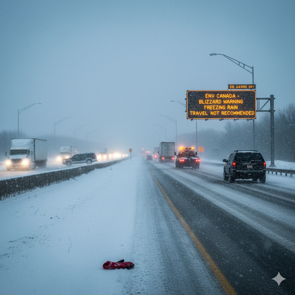 Yellow warning issued as snowfall and freezing rain hit southern Ontario on Dec 26. Toronto could see 8–12 cm of snow, raising travel concerns.