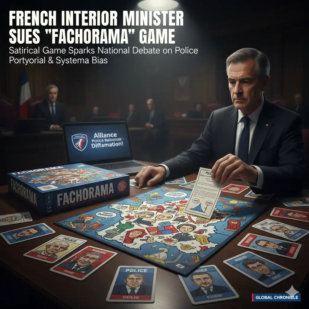Fachorama board game cards depicting satirical political figures