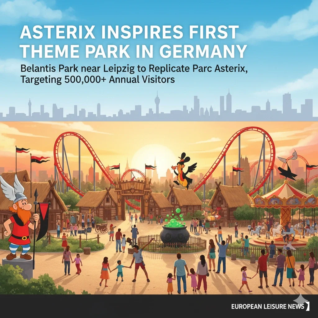 Asterix theme park Germany concept with characters Obelix and Idefix