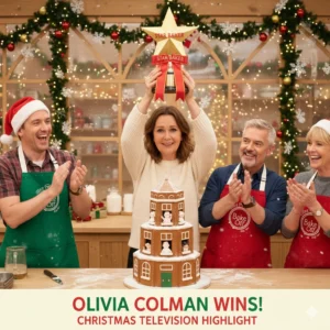 Olivia Colman triumphs in Peep Show Christmas Bake Off special, delighting fans with her surprise win and festive performance.