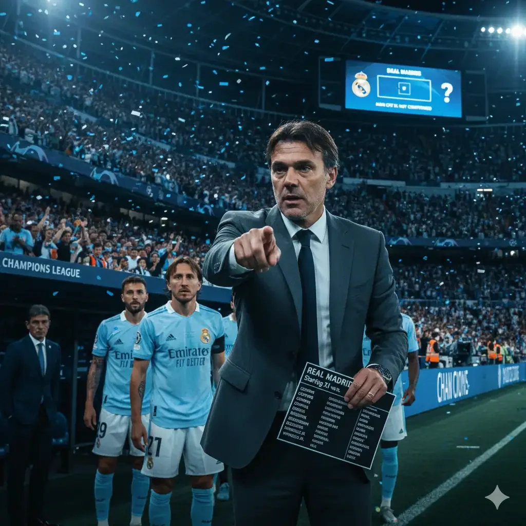 Real Madrid vs Manchester City lineup revealed. Key players Bellingham, Vinicius, and Haaland set for a crucial Champions League clash.