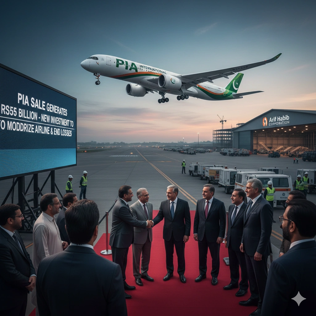 Pakistan International Airlines privatization with Arif Habib consortium creates Rs55B value and modernizes fleet for future profitability.