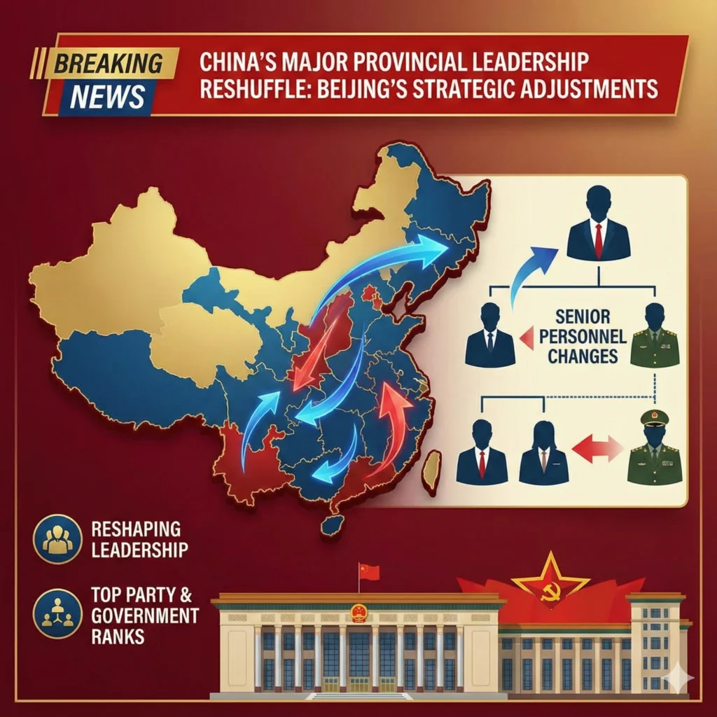 China leadership reshuffle introduces new governors and party chiefs in key provinces, reflecting Beijing’s strategic personnel adjustments across central and regional administrations.