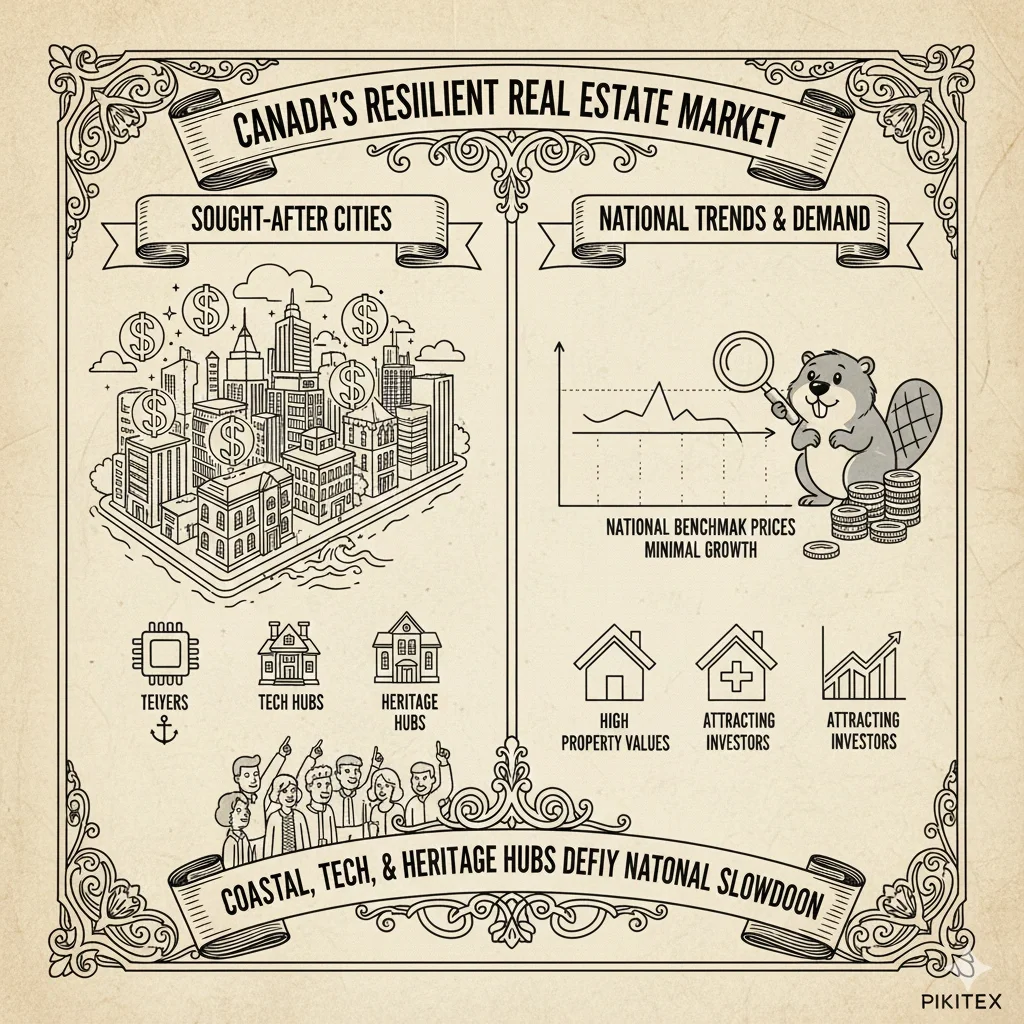 A skyline view of Canadian city real estate representing the strength of the Canada real estate market