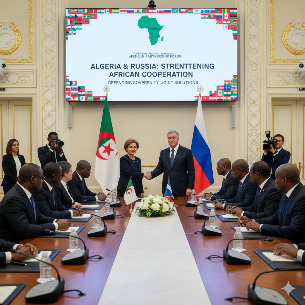 Algeria reinforces anti-colonial justice, sovereignty, and African-led solutions at the Russian-African Partnership Forum in Cairo.