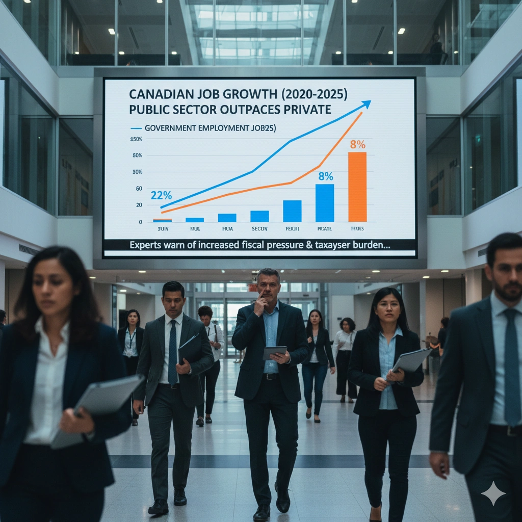 Canada government job growth public vs private sector