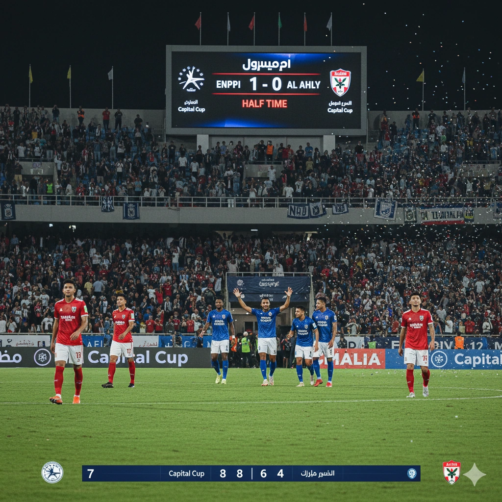 Enppi vs Al Ahly: Enppi take a 1–0 first-half lead at Al-Salam Stadium in the Egypt Capital Cup opener, with Mohamed Hamdi scoring from the penalty spot.