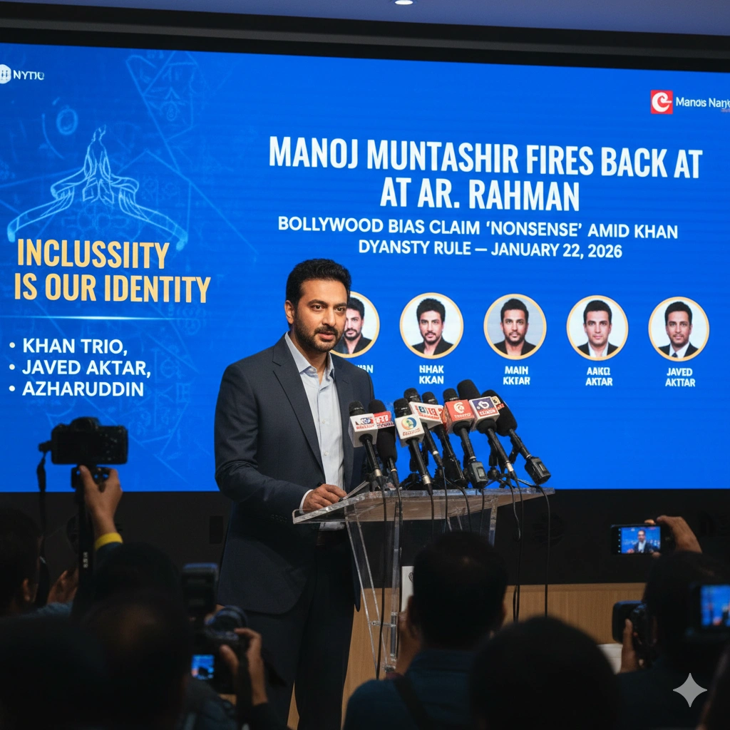 Manoj Muntashir AR Rahman clash as lyricist calls Bollywood bias claim “nonsense,” citing Khan superstars and box office proof.