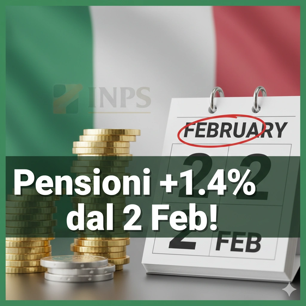 Italian Pensions increase on February 2, 2026 with a 1.4% boost, higher minimums, and unified INPS payment dates.