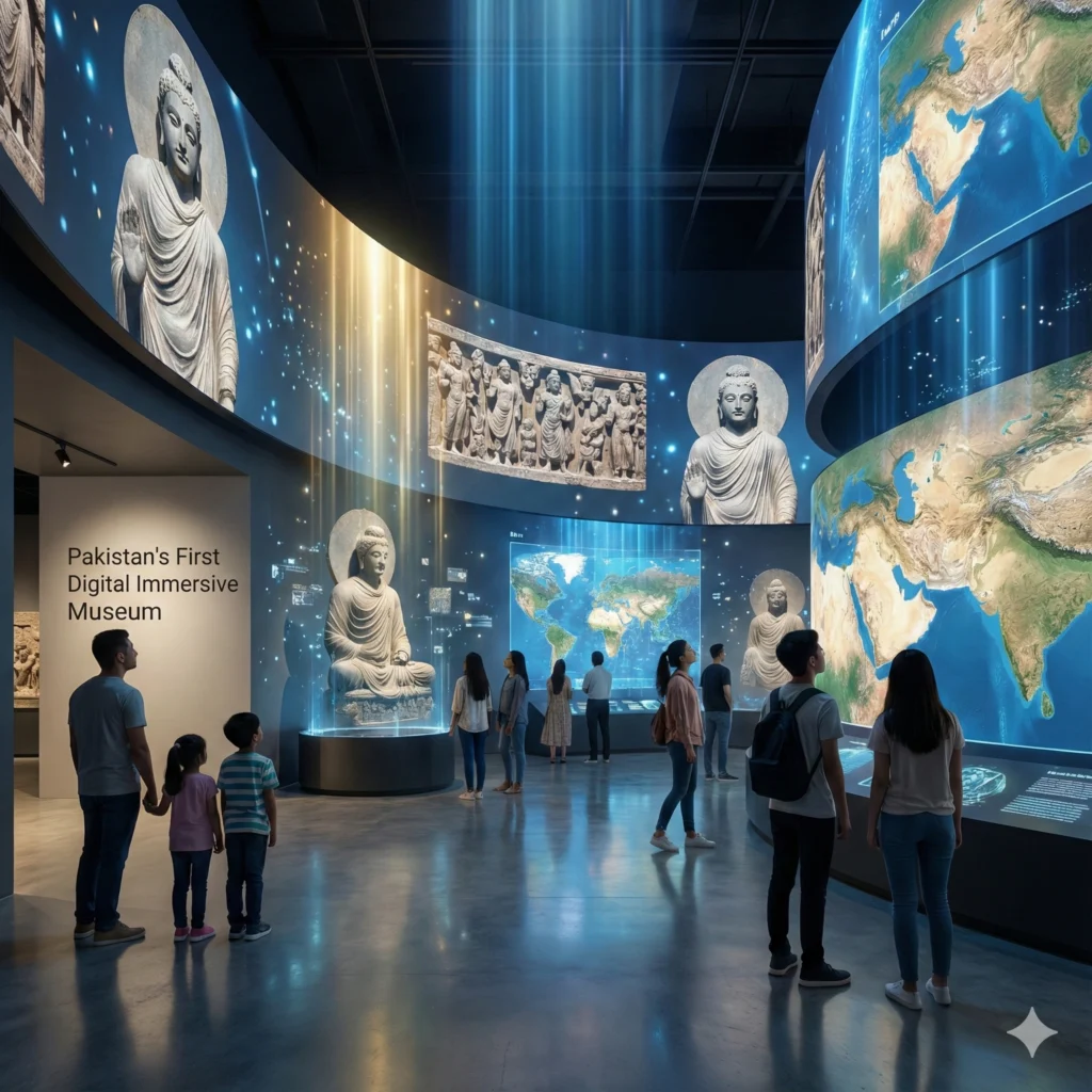 AI-driven immersive museum in Pakistan brings Gandhara civilization to life using AI, 3D projection, and interactive storytelling.