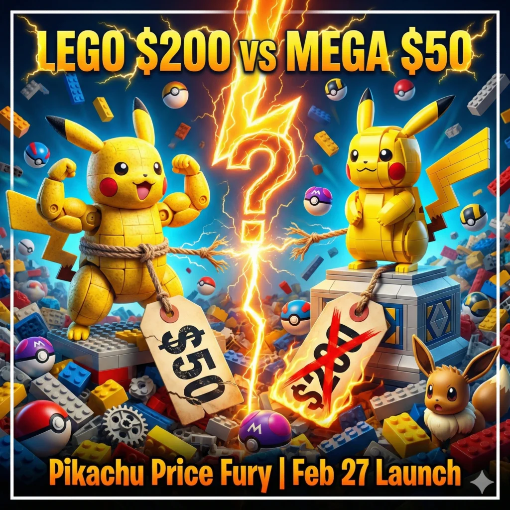 LEGO $200 Pikachu sparks backlash as fans compare it to Mega Bloks’ $50 version. Is the premium Pokémon set really worth it in 2026?