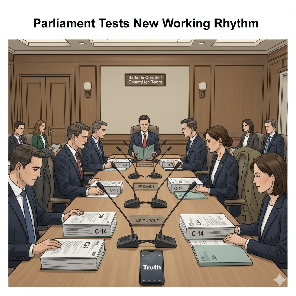 Carney signals Parliament focus as Bill C-14 is fast-tracked. No spring election planned, and Trump comments get a cool response. Full update.