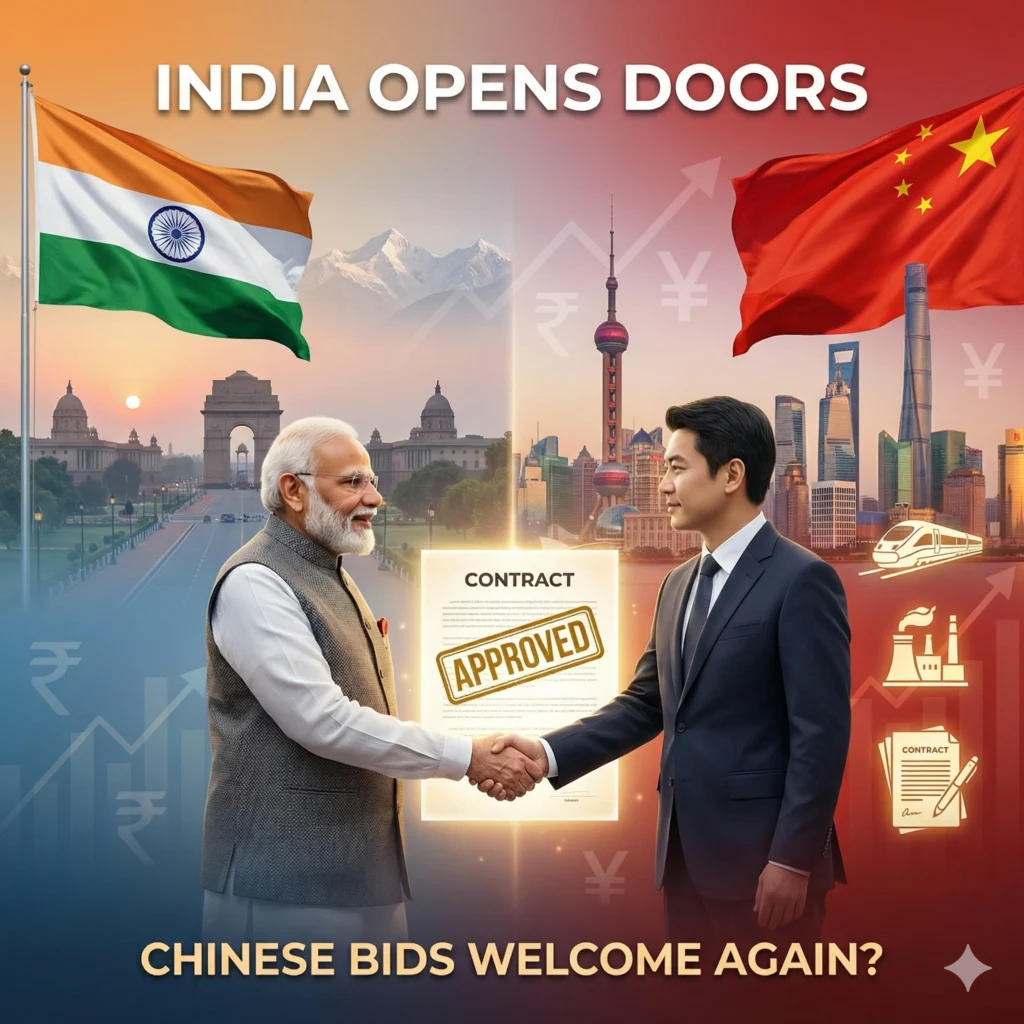 India Chinese firms government contracts reopen after 5 years as New Delhi allows bids worth $750B, signaling cautious thaw in India–China ties.