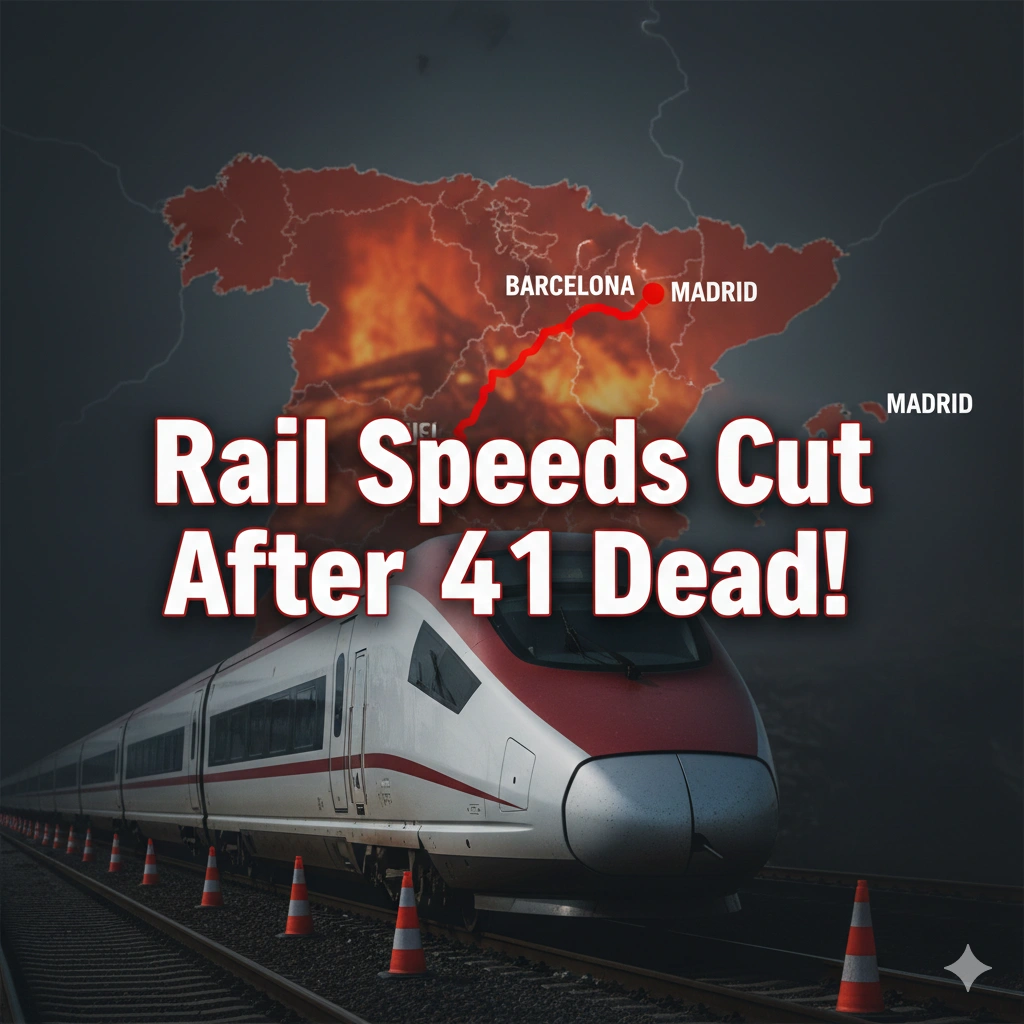 Barcelona High-Speed Rail reduces speeds to 160 km/h after Iryo-Alvia crash kills 41. Safety checks ongoing, with normal operations expected Wednesday.