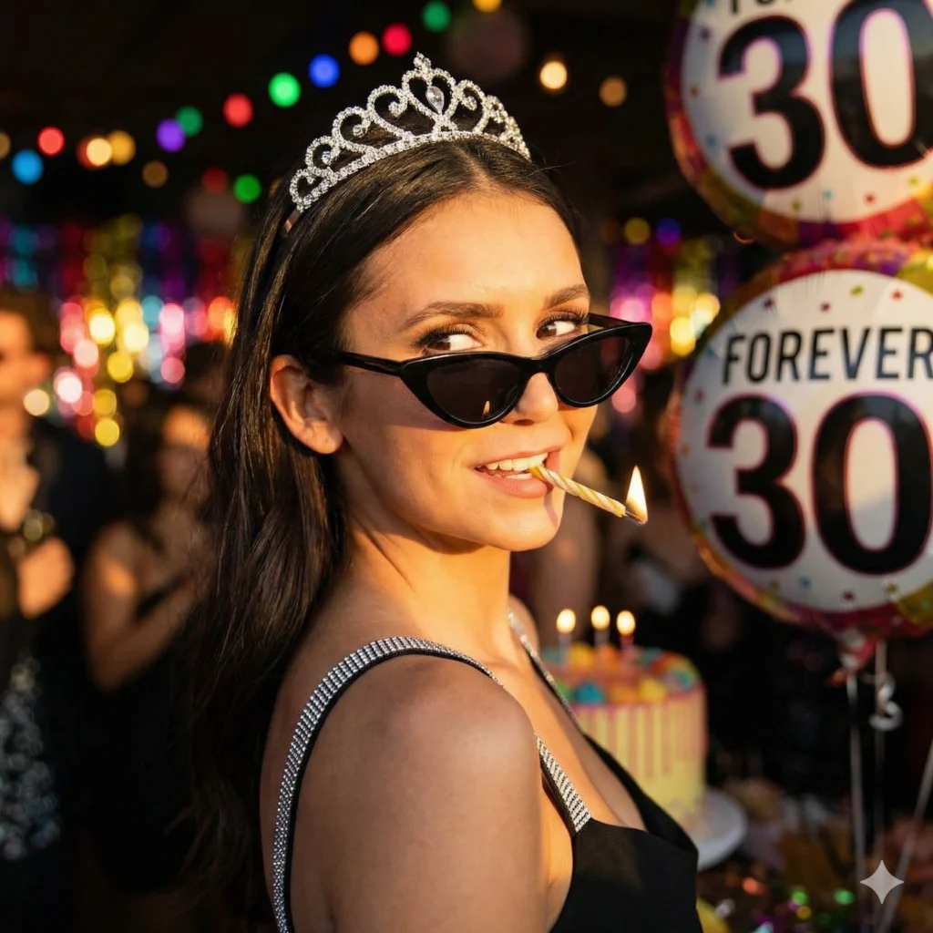 Nina Dobrev stuns at 38 with a playful ‘Forever 30’ Instagram Reel. Fans go wild over her viral birthday video, chic style, and timeless energy.