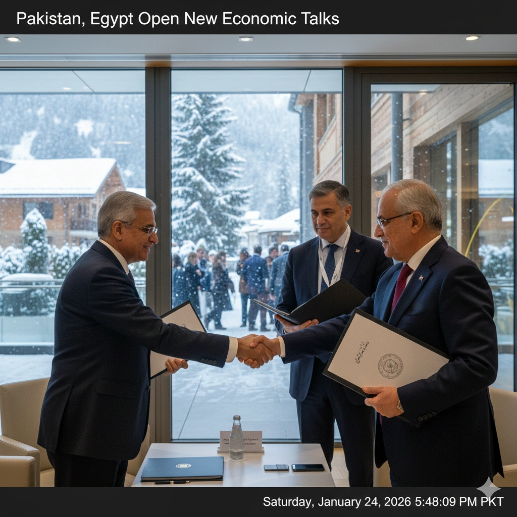 Pakistan and Egypt deepen economic cooperation at WEF Davos 2026 as Pakistan briefs Egypt on reforms and international engagement.