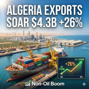 Algeria’s non-hydrocarbon exports surged 26% to $4.3 billion in nine months, marking a record push to reduce reliance on oil revenues.
