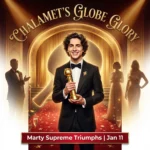 Golden Globes 2026 sees Chalamet win Best Actor for Marty Supreme while DiCaprio’s One Battle After Another claims 4 awards amid emotional speeches.