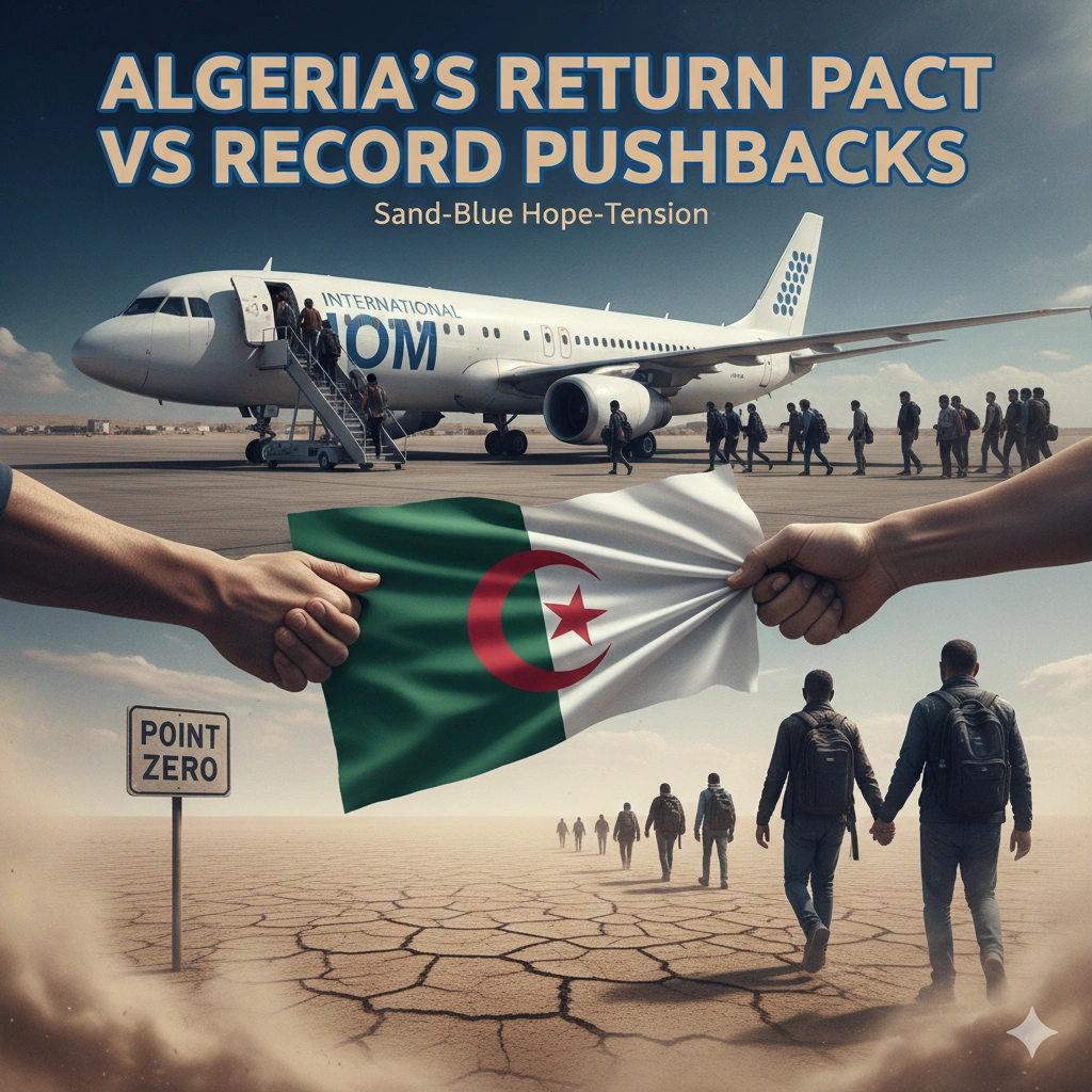 Algeria-IOM pact boosts 9,500+ migrant returns, but 34,000 desert expulsions spark alarm. Full January 2026 migration analysis.