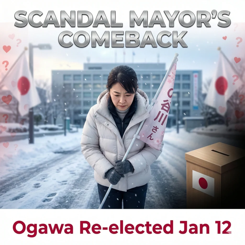 Maebashi mayor election sees Akira Ogawa win re-election despite scandal, defeating a governor-backed rival in 2026.