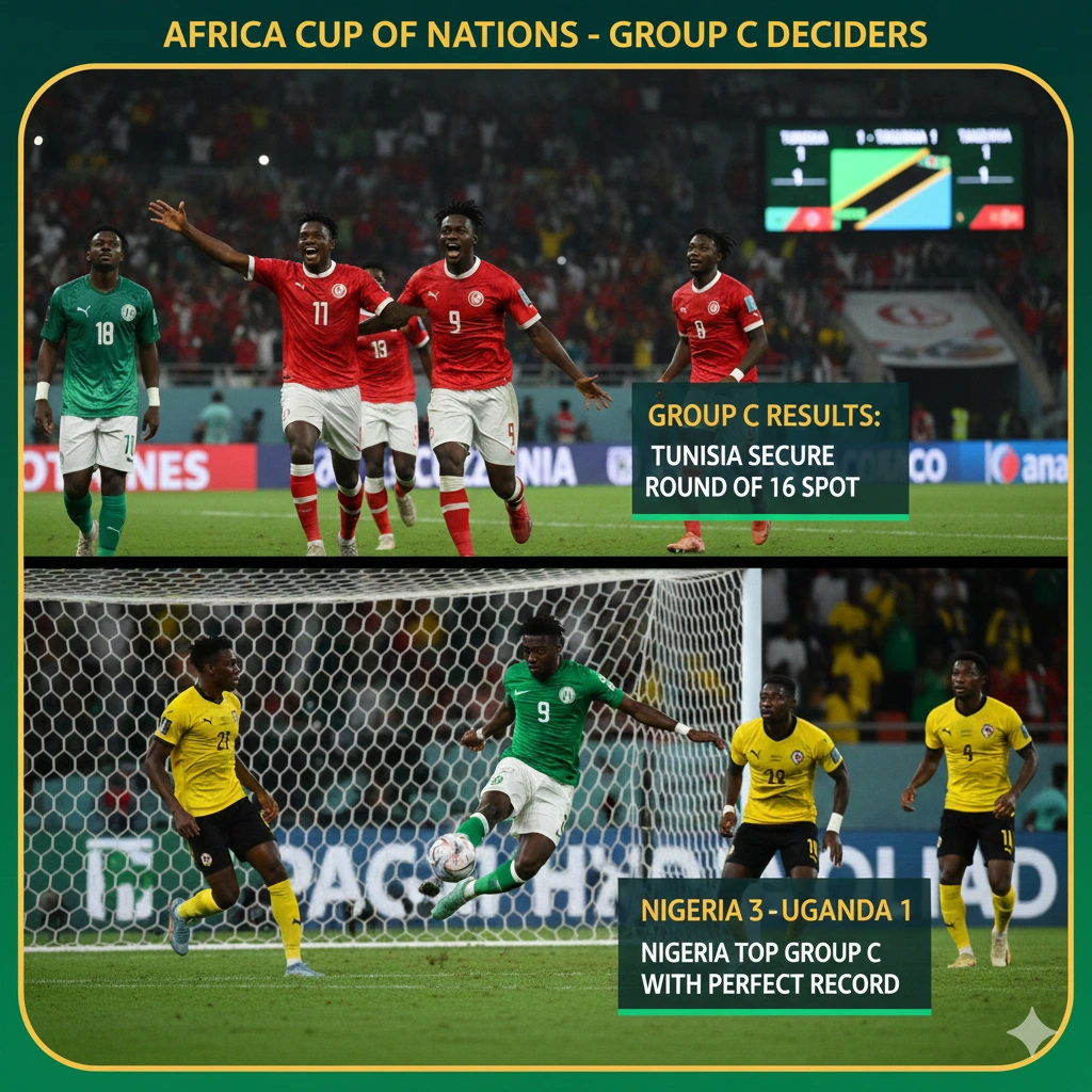 Tunisia seal AFCON last-16 spot after a 1-1 draw with Tanzania as Nigeria dominate Group C with a perfect record.