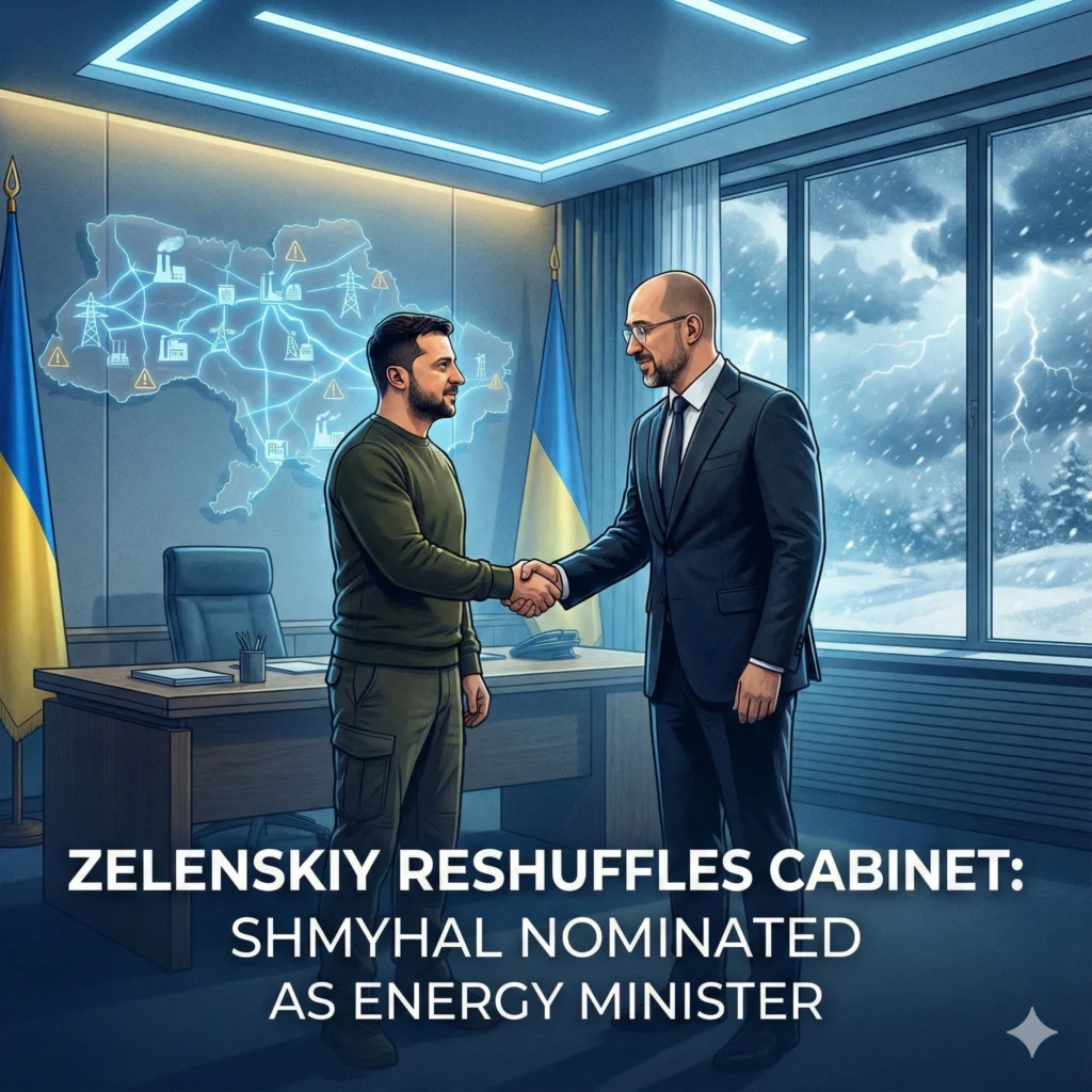 President Zelenskiy nominates Denys Shmyhal as Ukraine new energy minister 2026 to stabilize power amid Russian strikes and wartime disruptions.