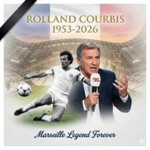 Rolland Courbis dies at 72. The Marseille legend, coach, and RMC pundit leaves a powerful legacy in French football history.