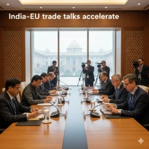 India–EU free trade deal gains momentum as leaders meet in New Delhi amid global uncertainty and growing economic cooperation.