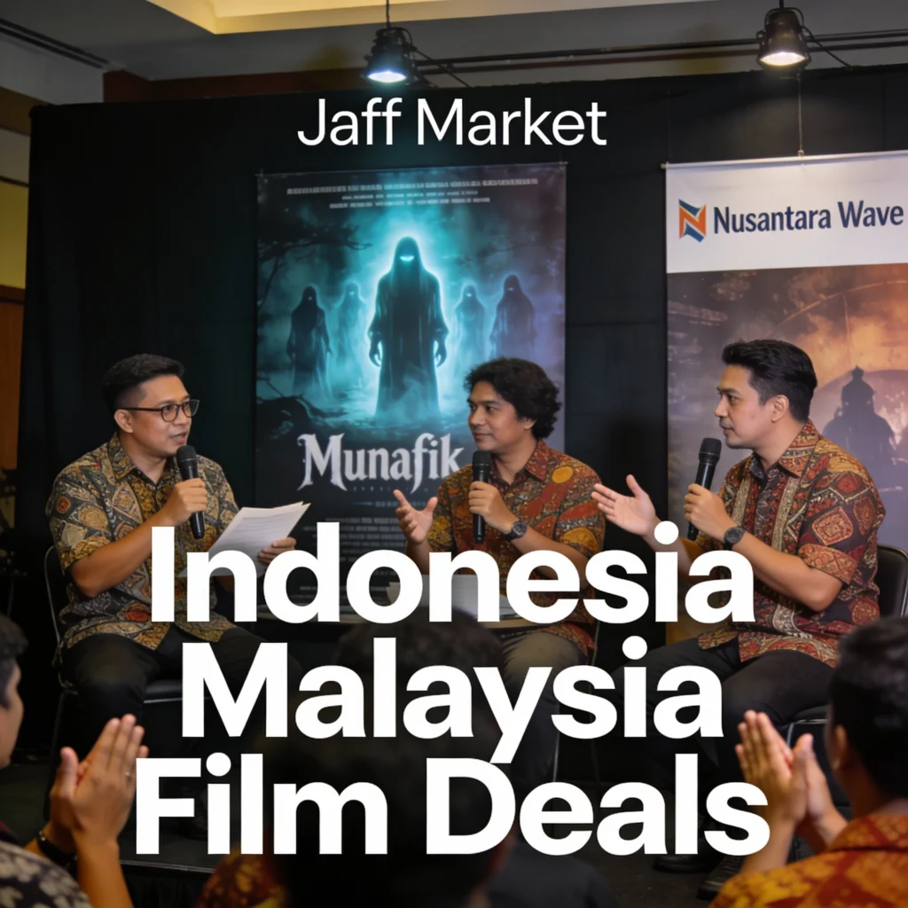 Four new Indonesia-Malaysia horror films unveiled at Jaff Market, including Munafik, Khurafat, Khadam, and Badut Gendong, boosting Southeast Asian film collaborations.