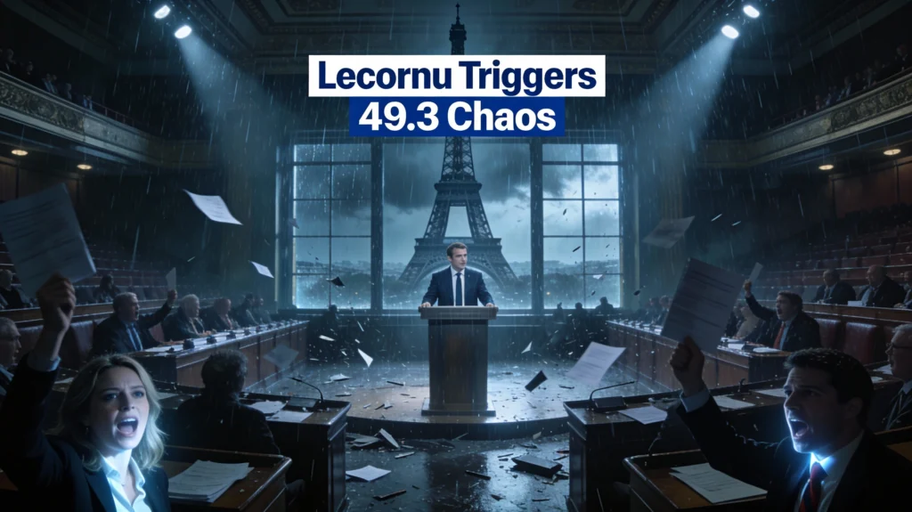 French PM Lecornu budget power play sparks no-confidence crisis as France’s 2026 budget is forced through amid deficit fears and political deadlock.