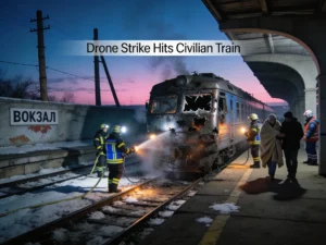 Zelenskyy calls drone strike terrorism after a passenger train attack in Kharkiv killed at least four people, according to officials.