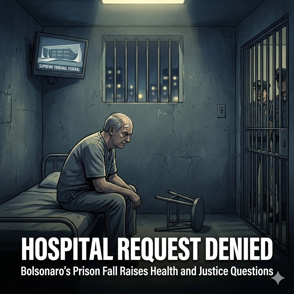 Brazil’s top court blocks Bolsonaro hospital transfer after a prison fall, citing minor injuries and no urgent medical risk.