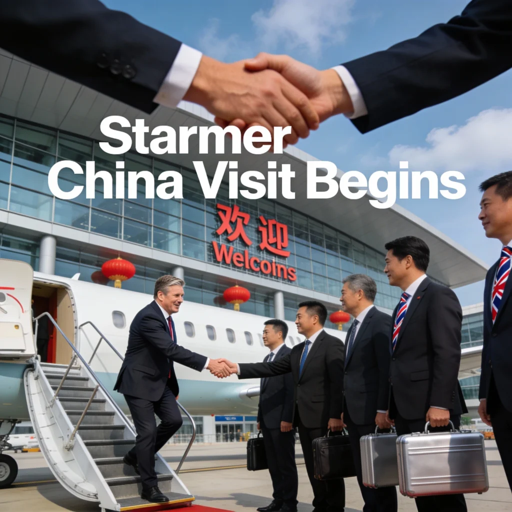 Starmer China visit begins in Beijing as the UK prime minister seeks stronger trade ties with China amid rising global and security tensions.