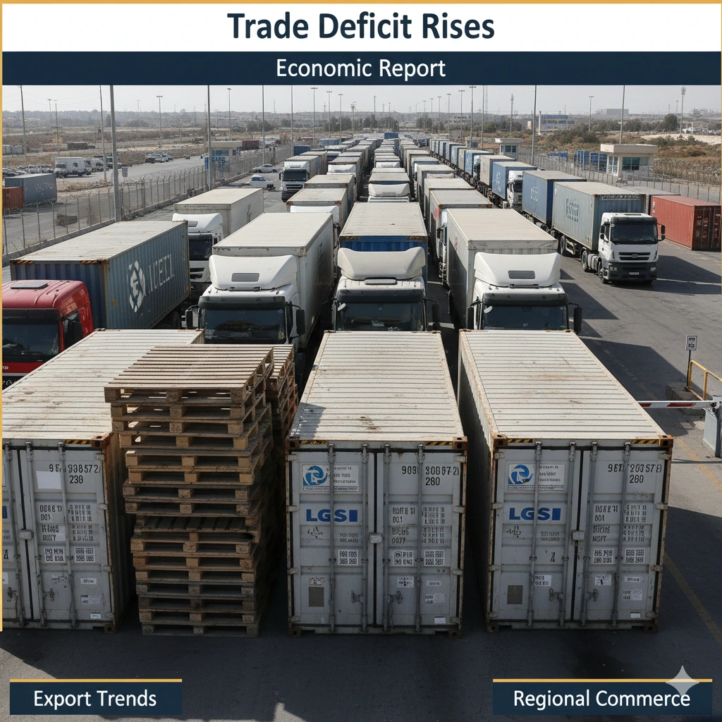 The Palestinian Trade Deficit Risk grew by 15% in December 2025, reaching a $500.9 million gap as imports outpaced exports, according to the latest PCBS report.